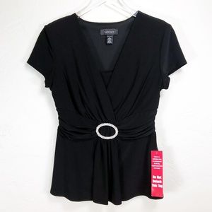 NWT R&M Richards Dressy Drapey Knit Top with Bling